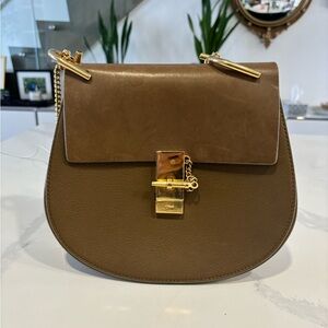 Chloe Tan Leather Drew Crossbody Bag